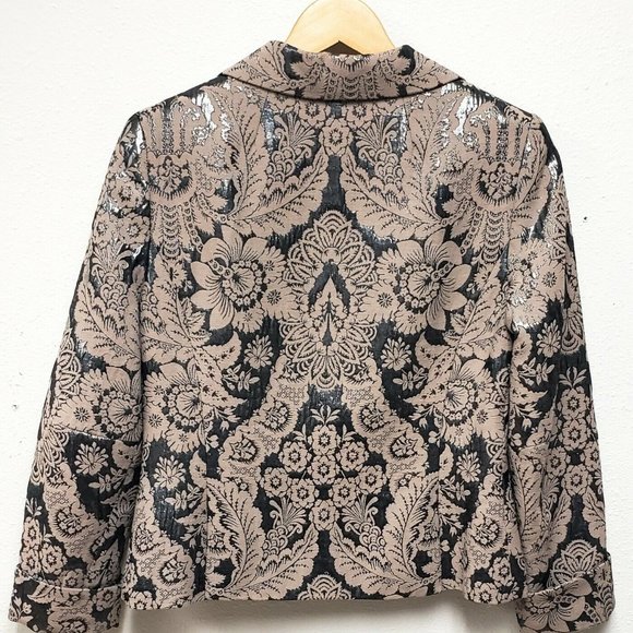 Victor Alfaro Metallic Floral Print Jacket - Picture 2 of 6